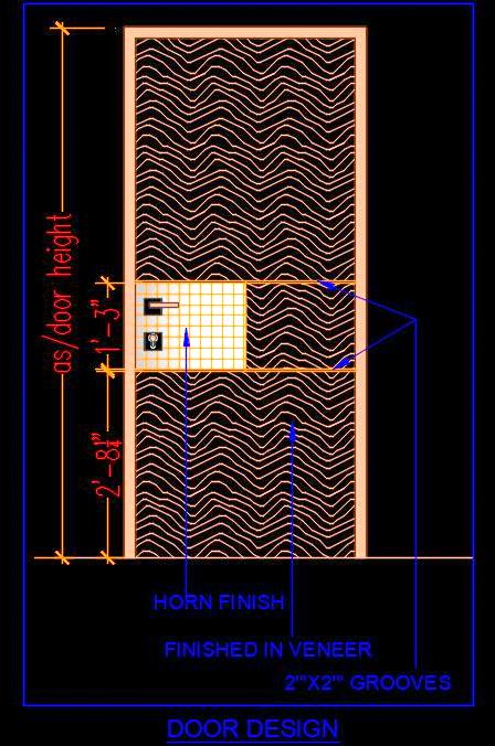 Modern Flush Door Design- Free CAD Block with Veneer Finish